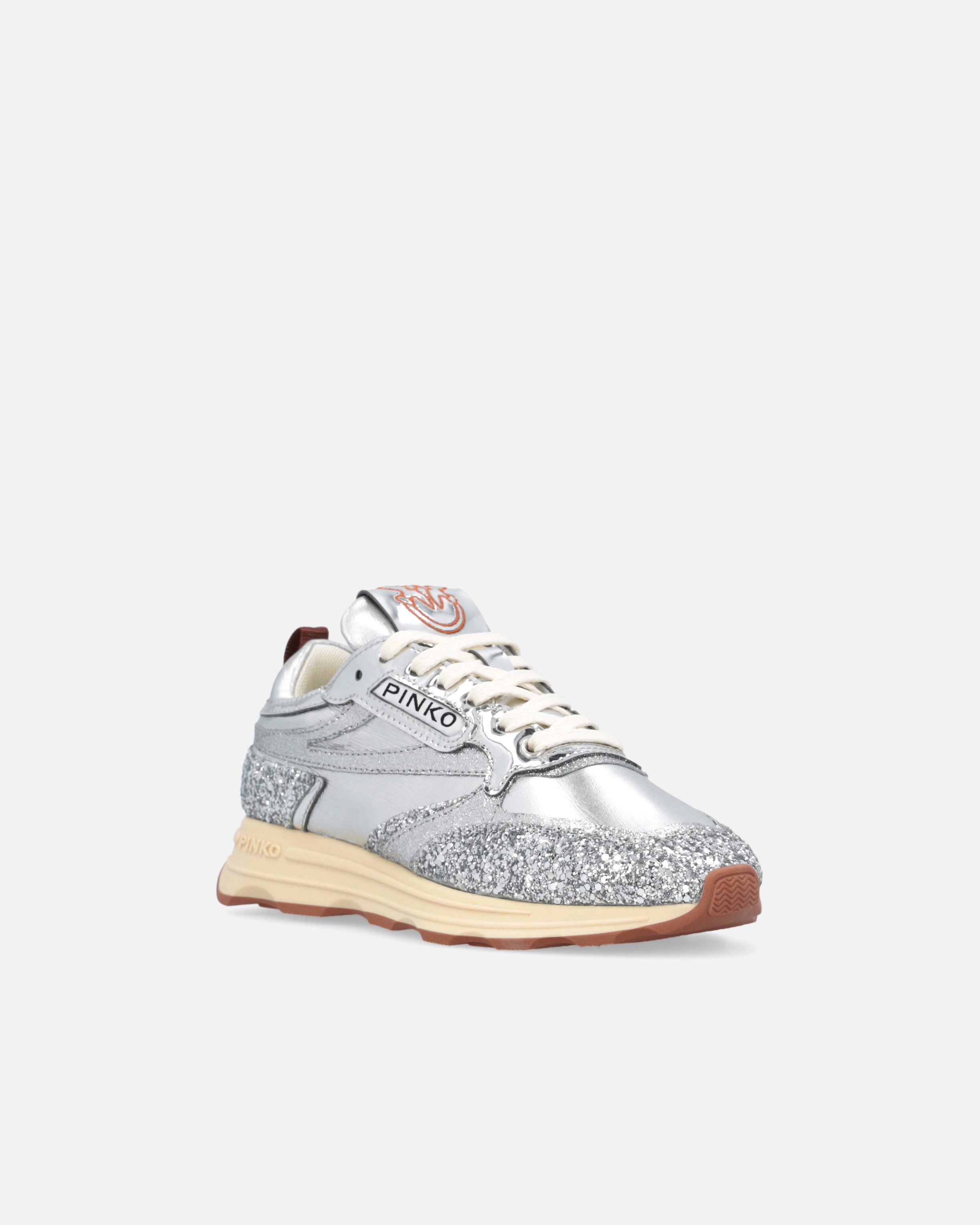 SILVER GLITTERY LAMINATED SNEAKERS - 2