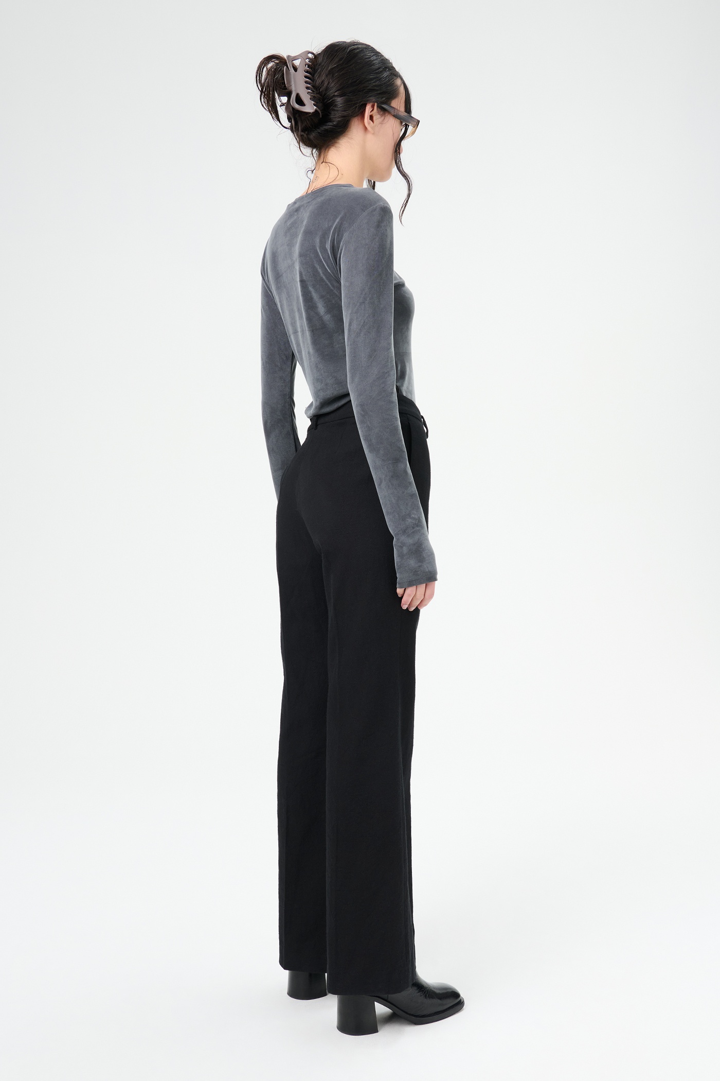 Hip Trouser Draping Black Canvas - 4