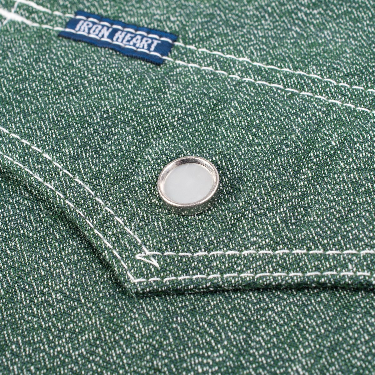 IHSH-289-GRN 10oz Mock Twist Selvedge Chambray Western Shirt - Green - 10