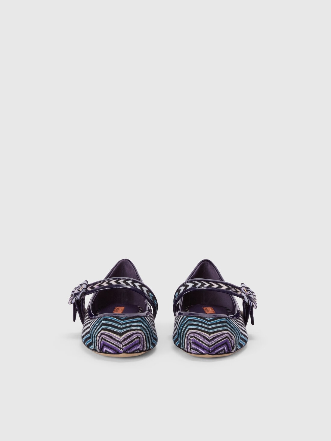 Zig zag fabric ballet flats with strap - 3