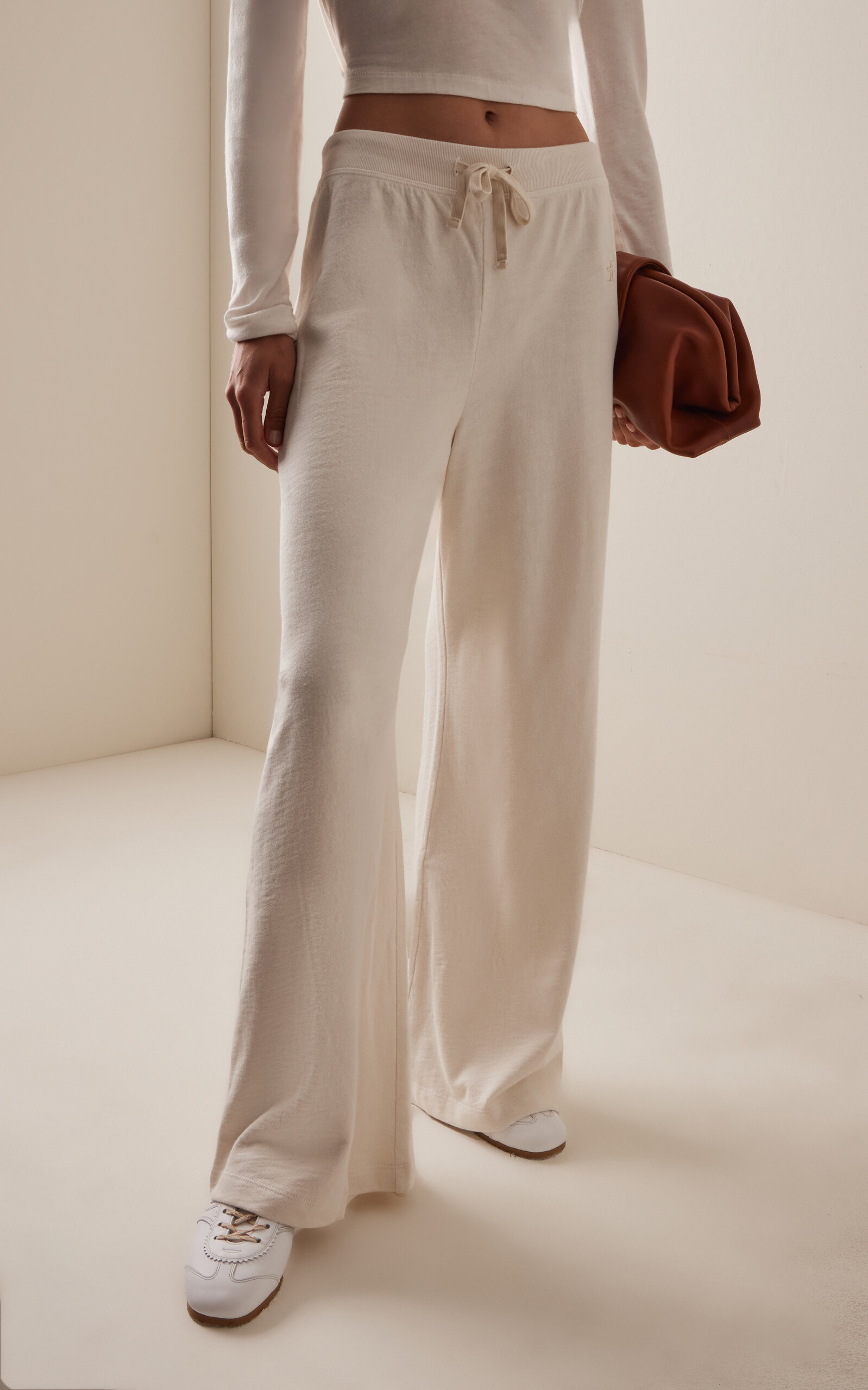 Cotton Wide-Leg Sweatpants ivory - 3