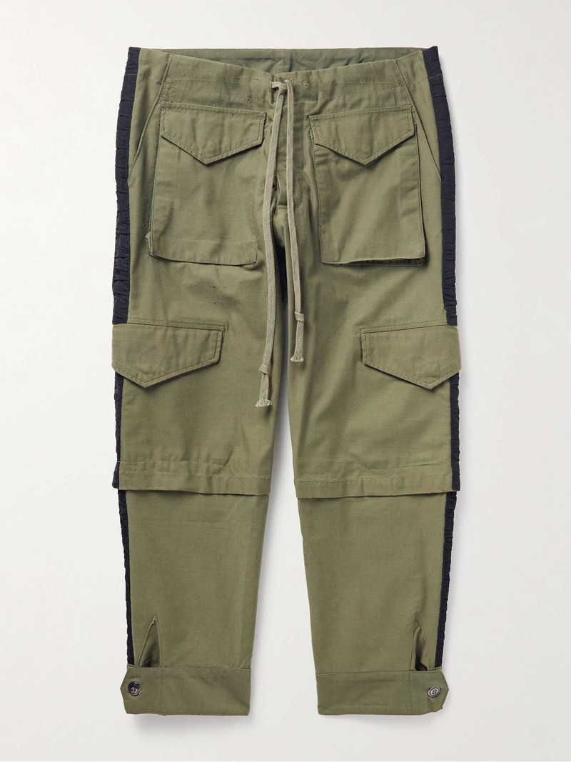 Army Tapered Cotton-Blend Drawstring Cargo Trousers 1