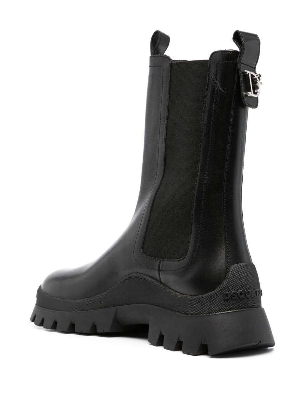 logo-plaque leather ankle boots - 3