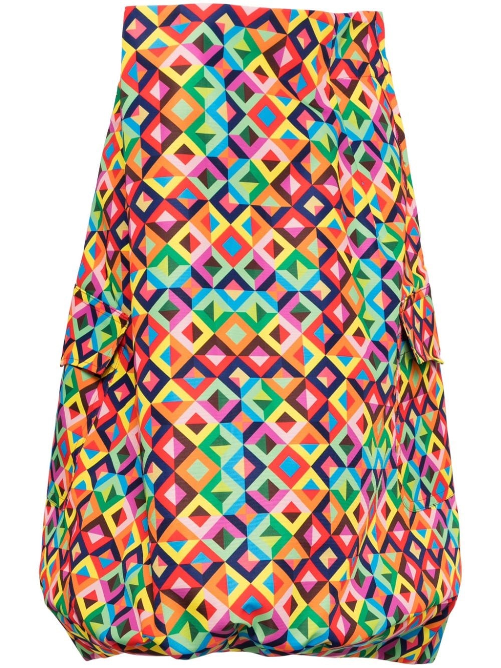 geometric-print asymmetric skirt - 1