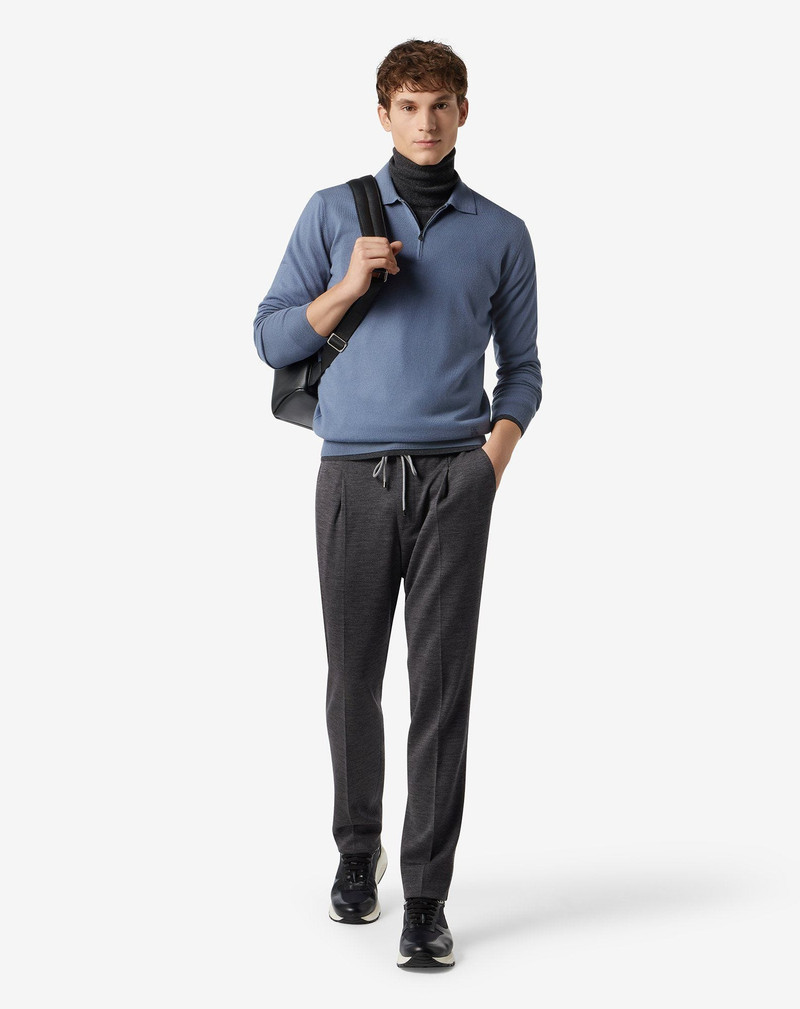 CORNELIANI Grey interlock wool jersey joggers outlook