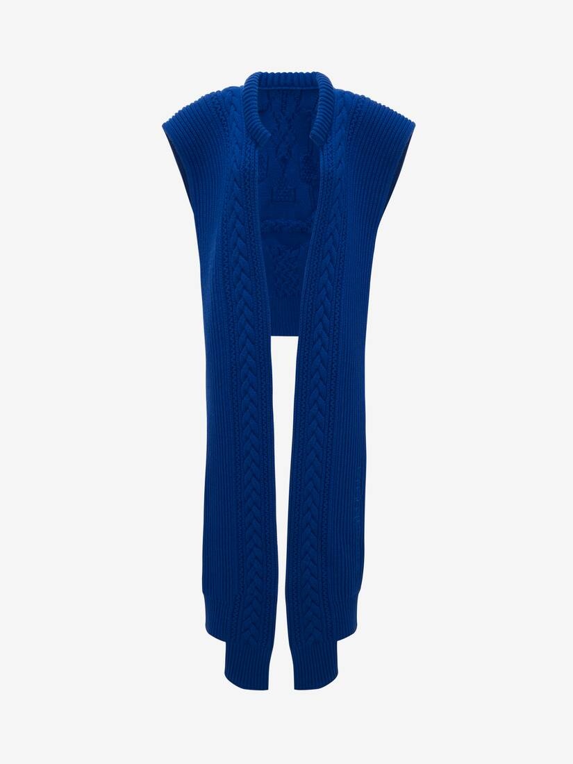 Cable Knit Skull Scarf in Electric Blue - 1