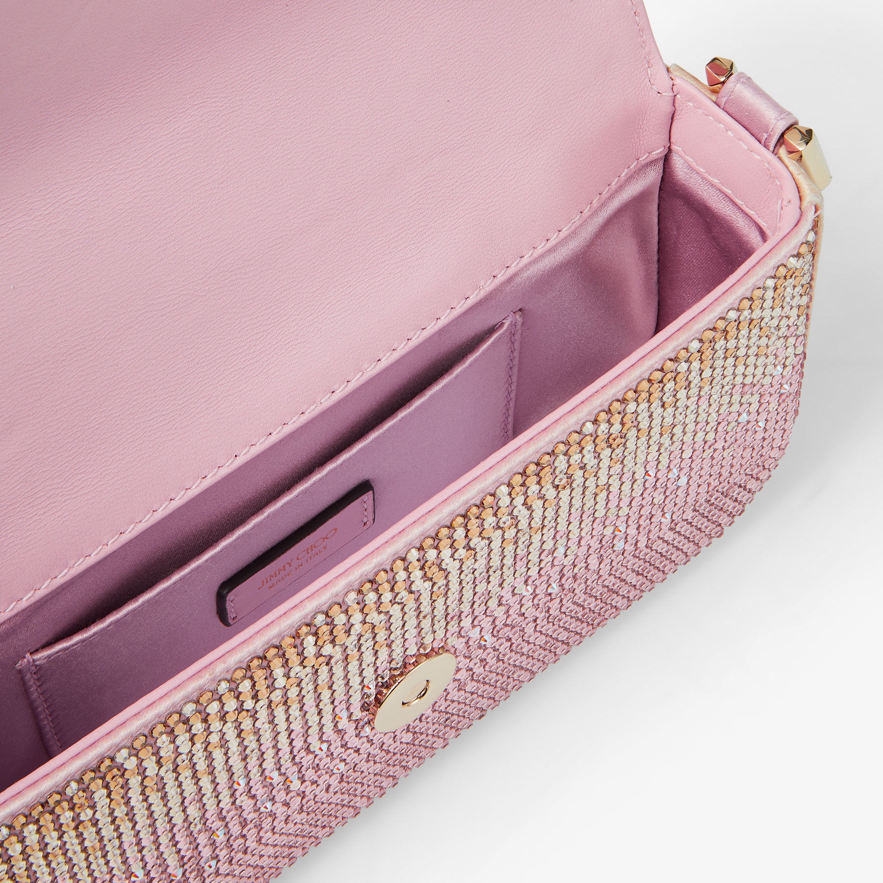 Avenue Mini Shoulder
Rose Satin and Crystal Mini Shoulder Bag with Dragon - 4