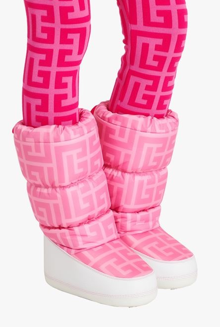 Balmain x Barbie - Quilted nylon Toundra after-ski boots with pink and white Balmain monogram print - 7