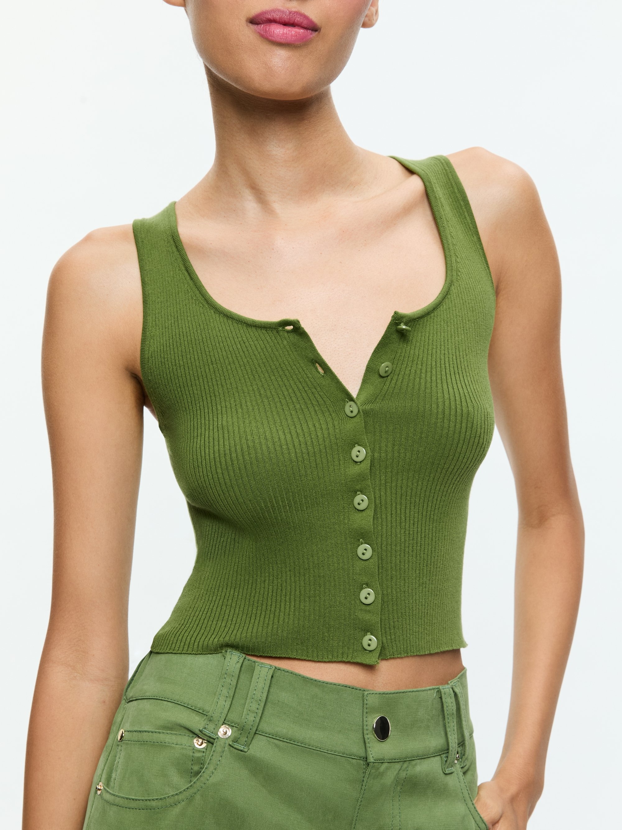 DARYN BUTTON THROUGH CROPPED TANK - 5