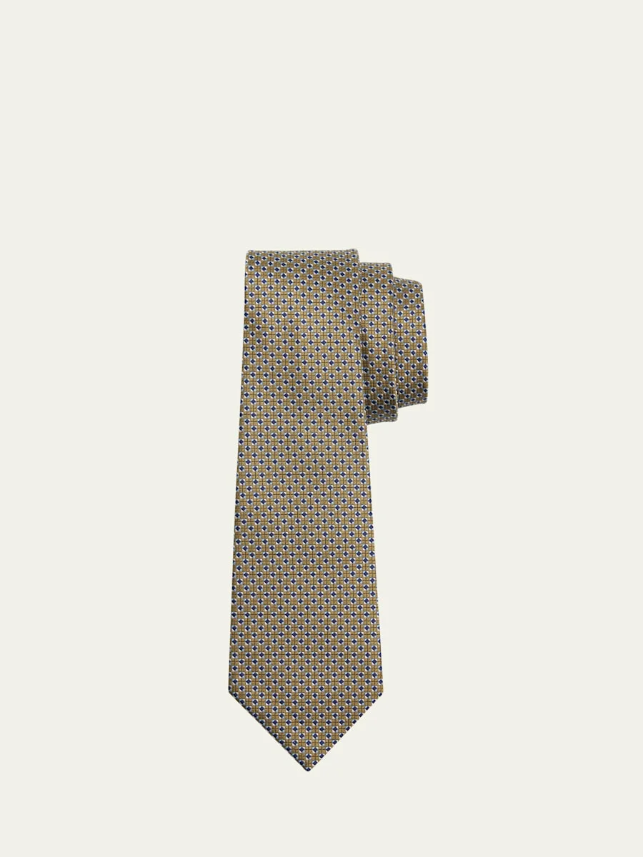 Men's Micro-Geometric Silk Jacquard Tie - 1