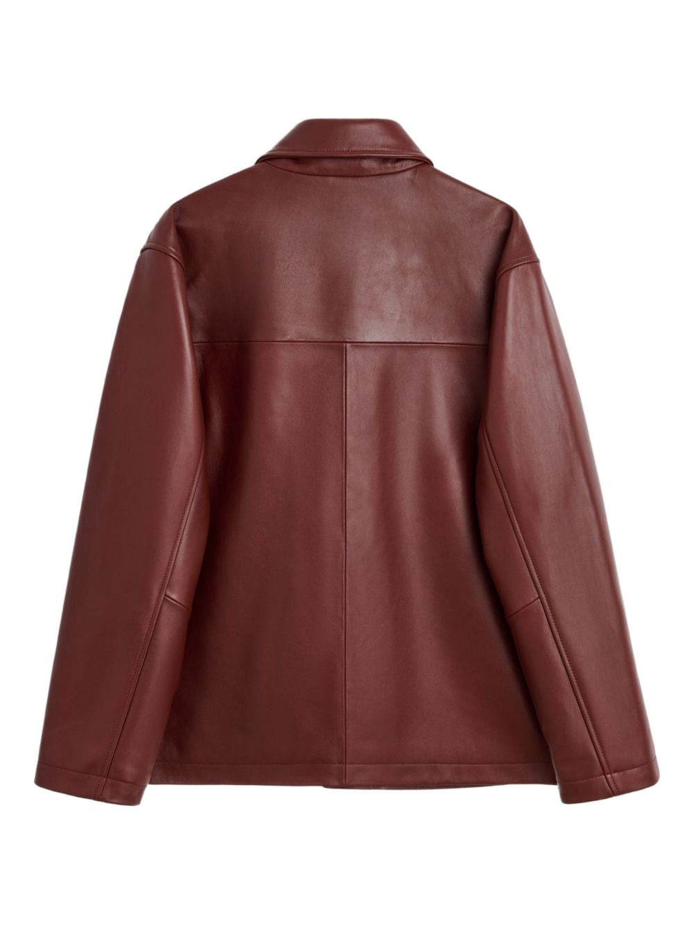 snap-fastening leather jacket - 2