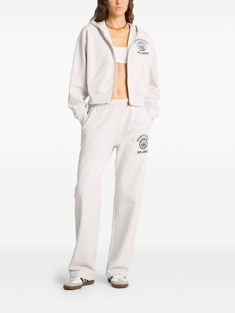 Sporty & Rich emblem-print cropped hoodie outlook