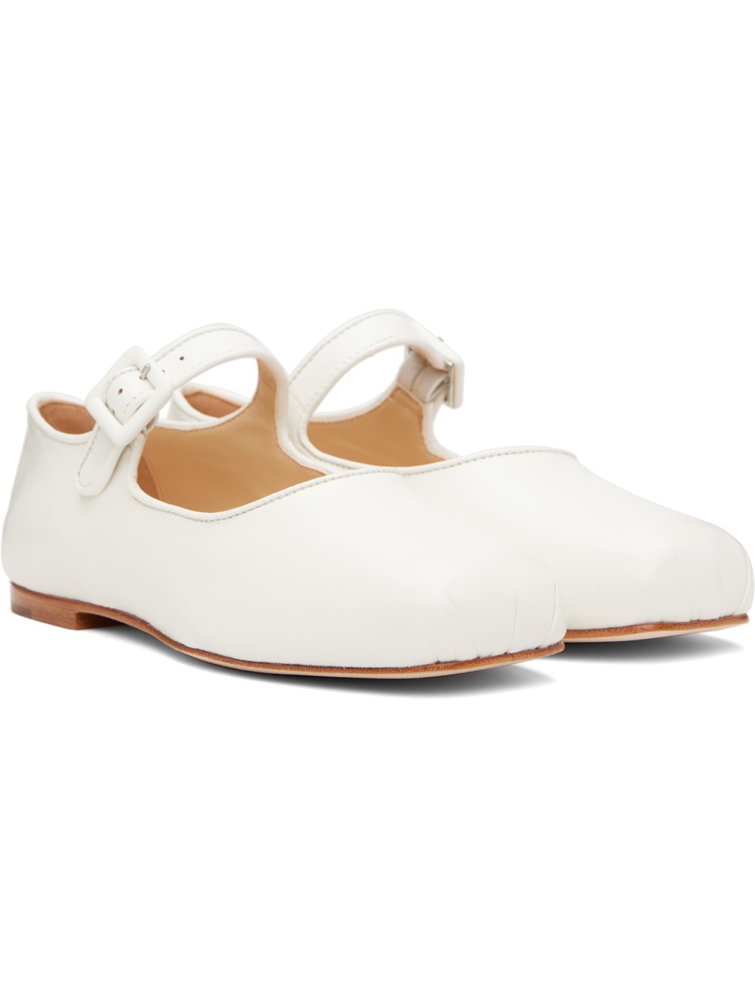 White Mary Jane Pointe Ballerina Flats - 4