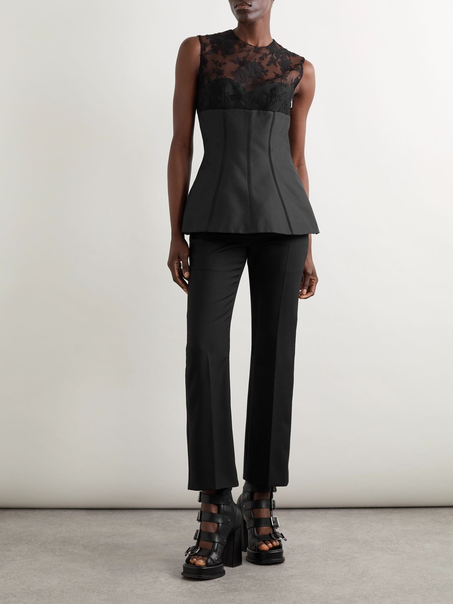 Wool-gabardine flared pants Black - 2