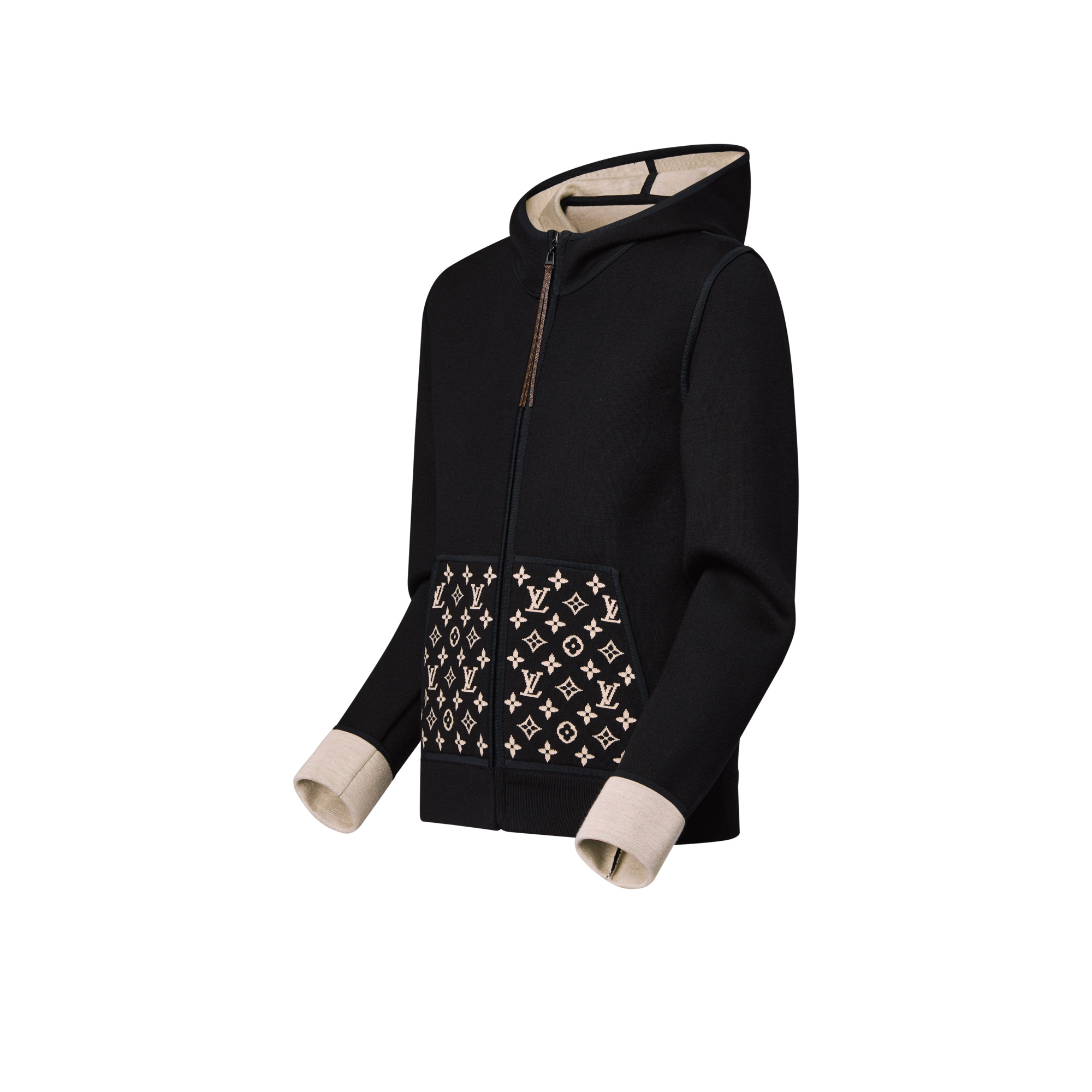 Monogram Accent Zip-Up Hoodie - 2