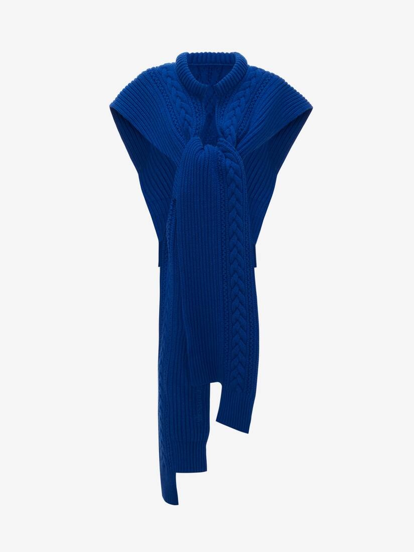 Cable Knit Skull Scarf in Electric Blue - 2
