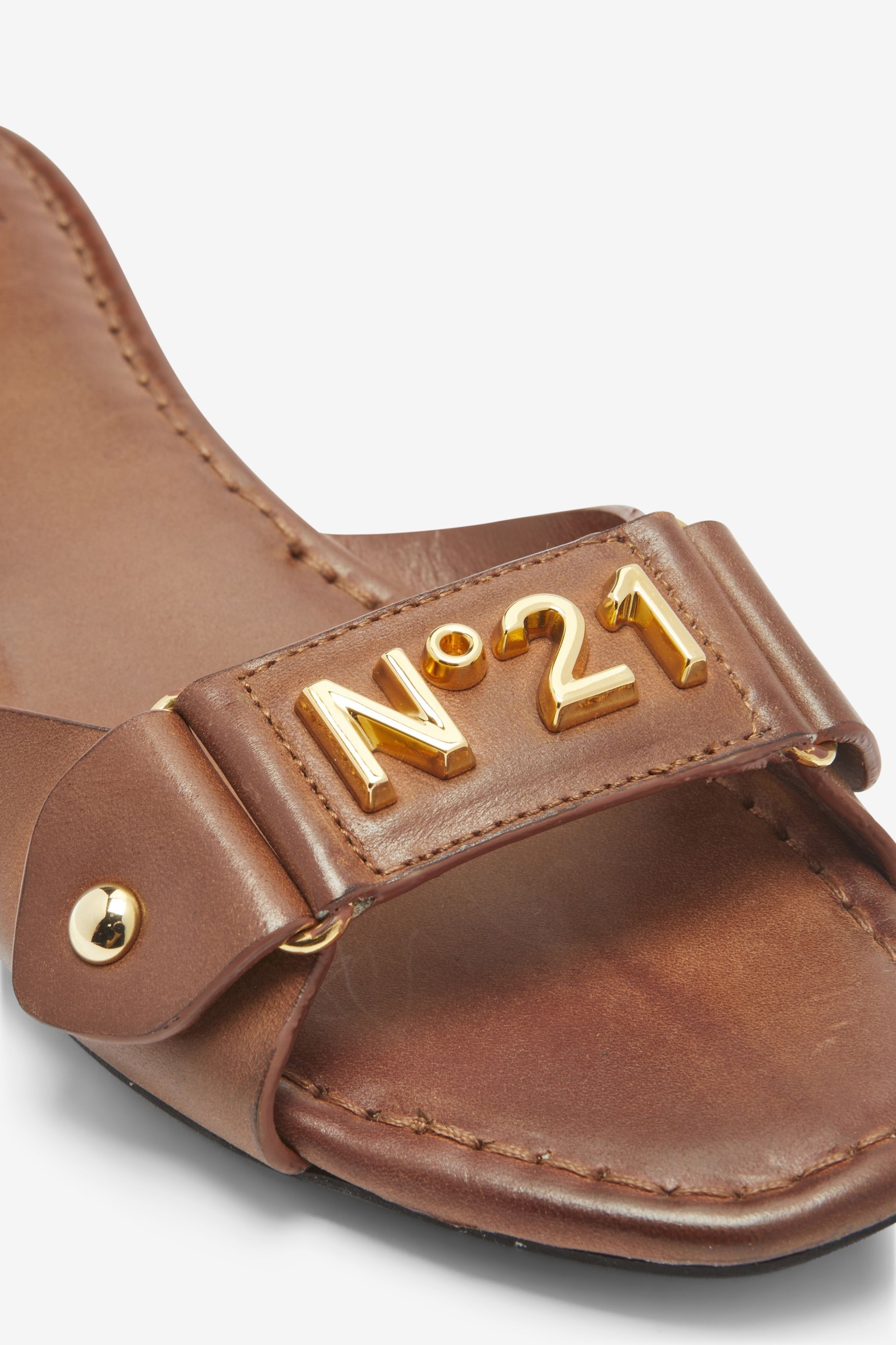 LOGO-PLAQUE LEATHER SANDALS - 5