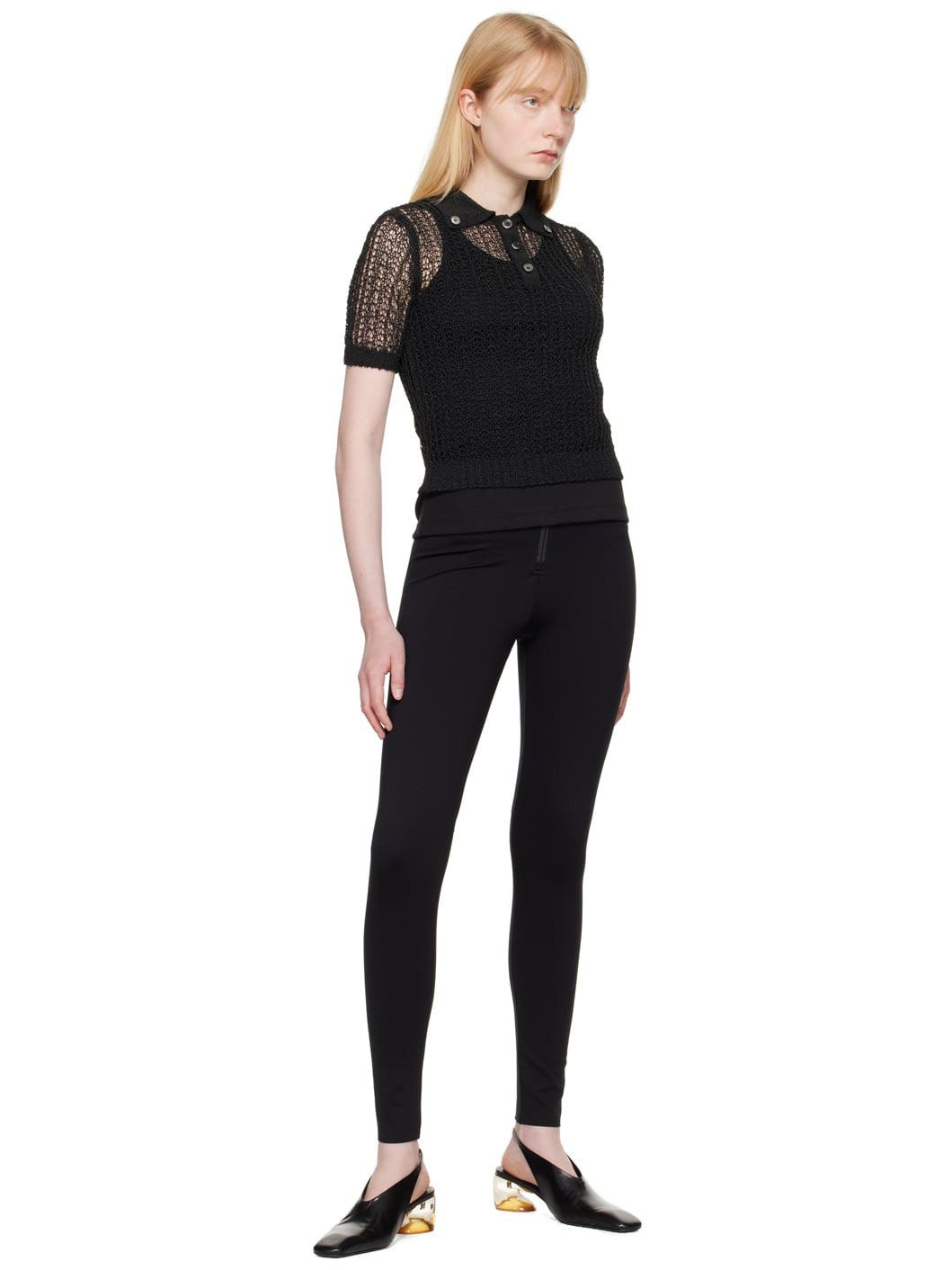 Black Net Crop Polo - 4
