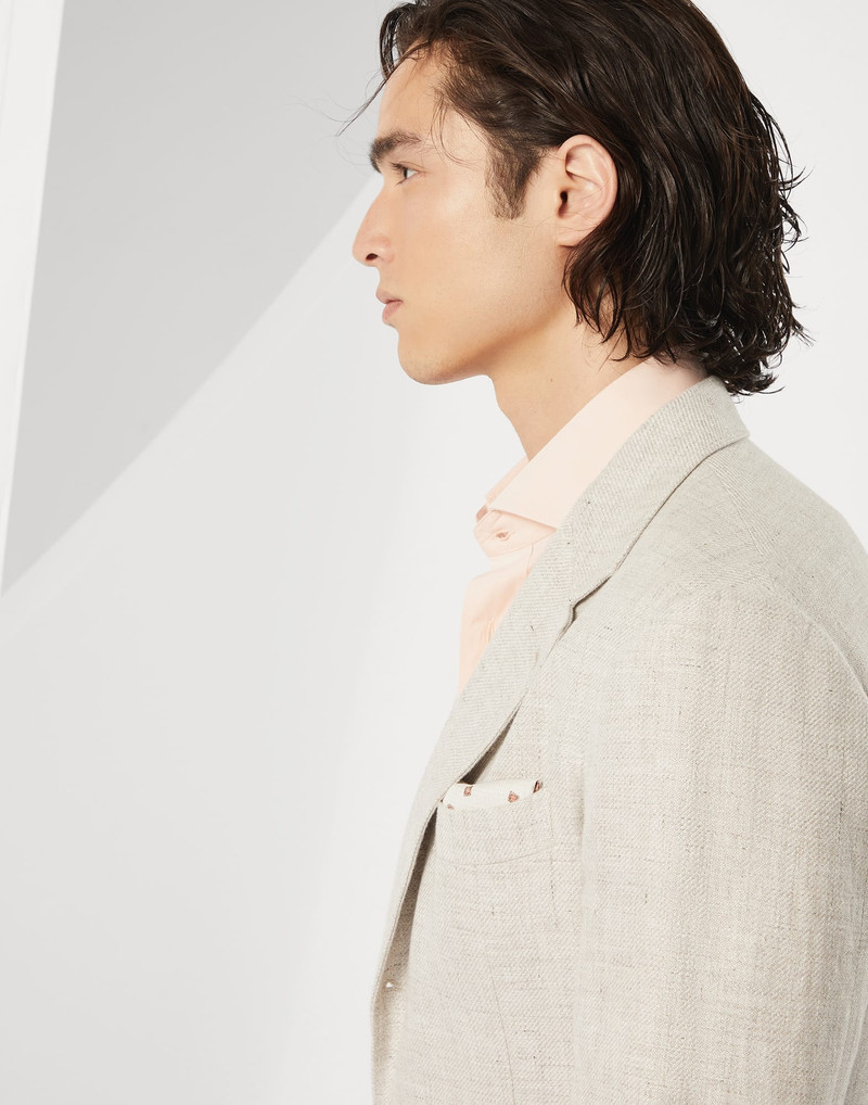 Linen, wool and silk diagonal deconstructed Cavallo blazer 3