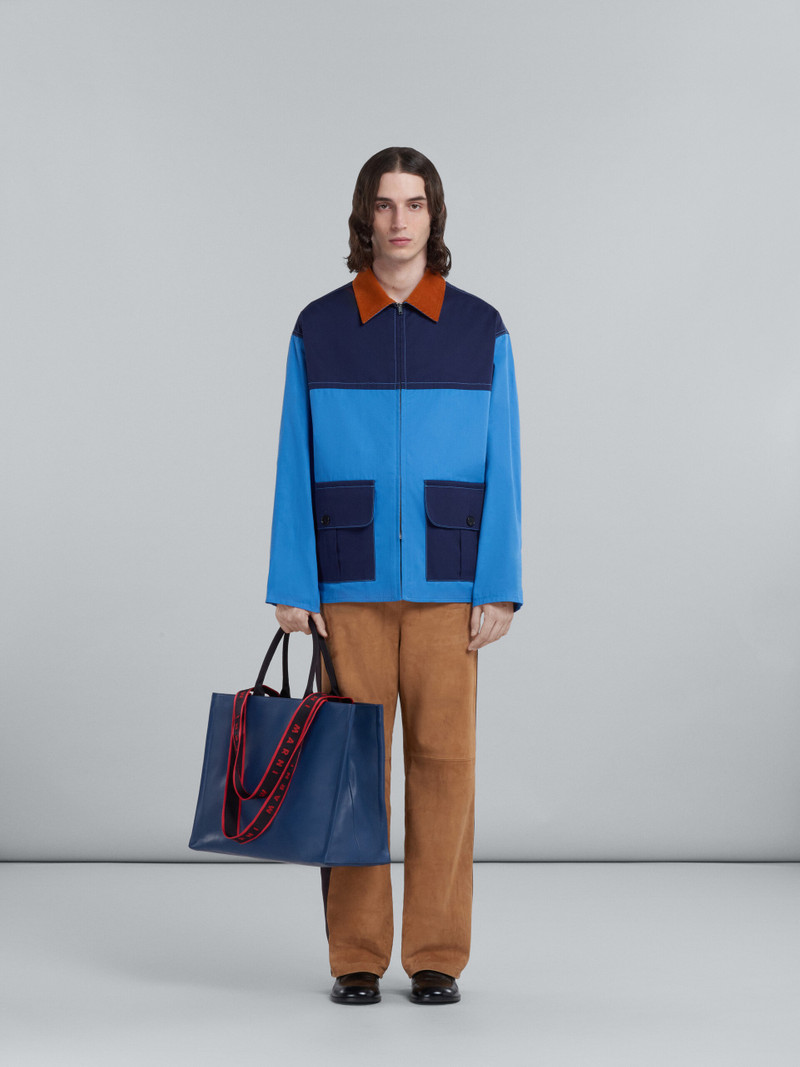 Marni BEY TOTE BAG IN BLUE LEATHER outlook