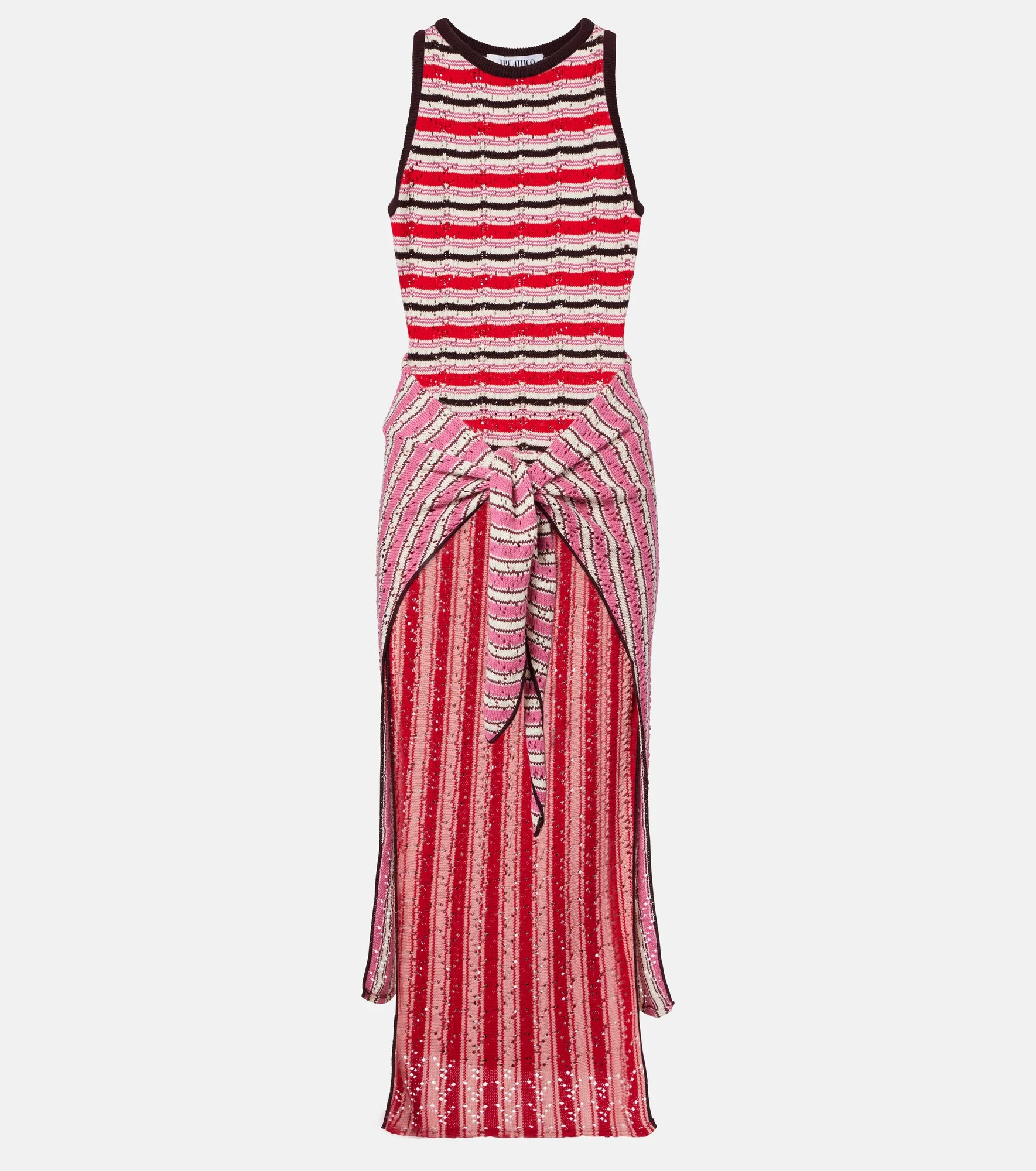 Striped crochet cotton midi dress - 1