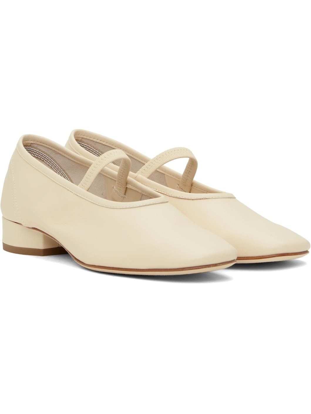 Beige Pippa Leather Ballerina Flats - 4
