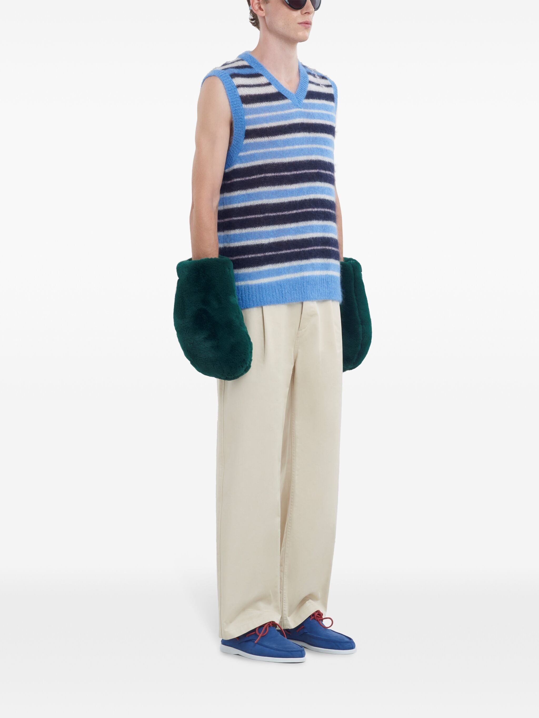 MARNI - Men Striped V-Neck Sweater Vest - 2