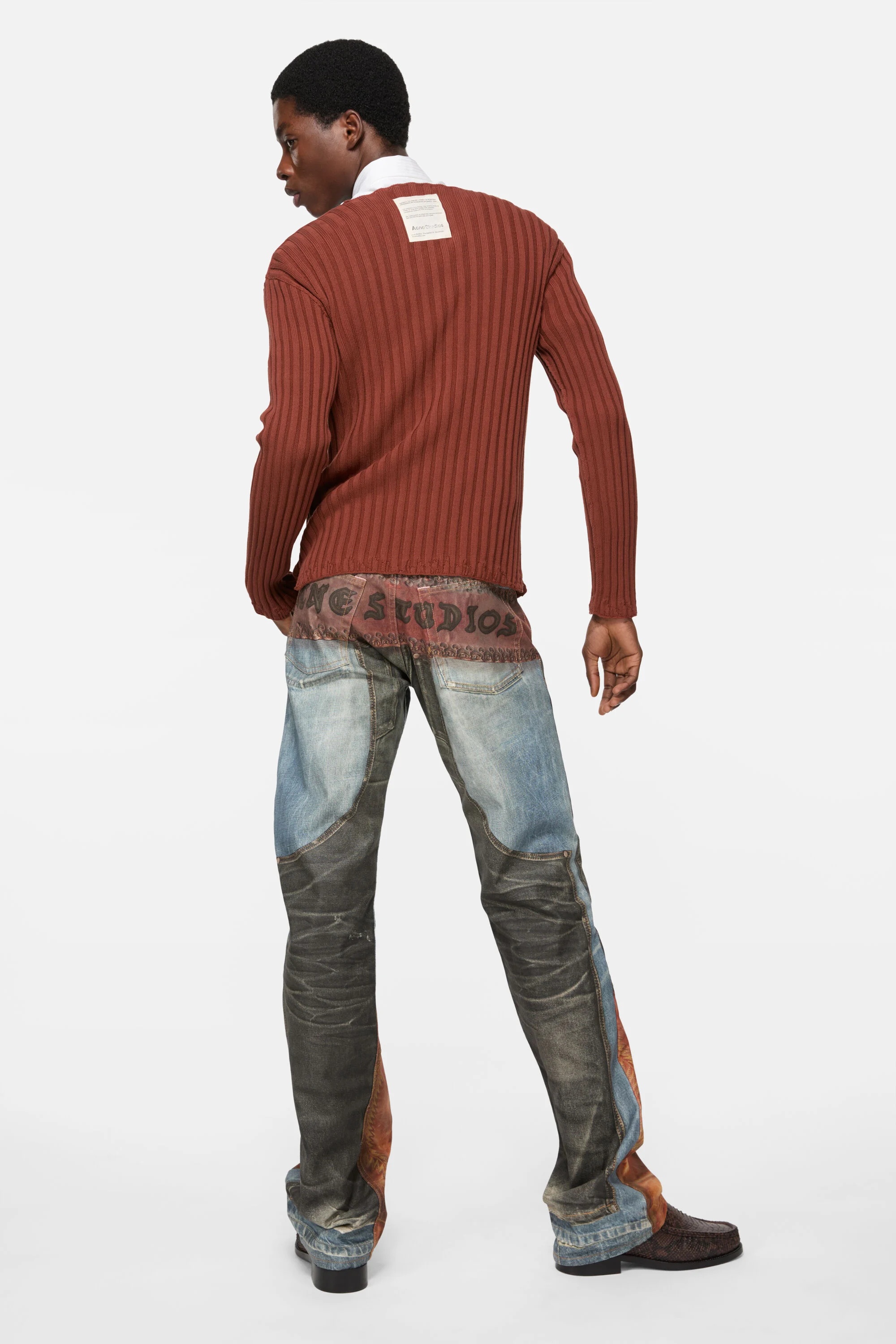 Ribbed crewneck knit - Terracotta red - 3