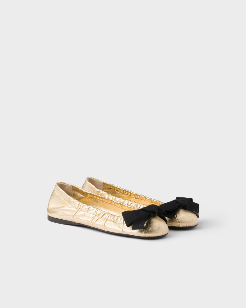Mordoré nappa leather ballerinas with bow 1