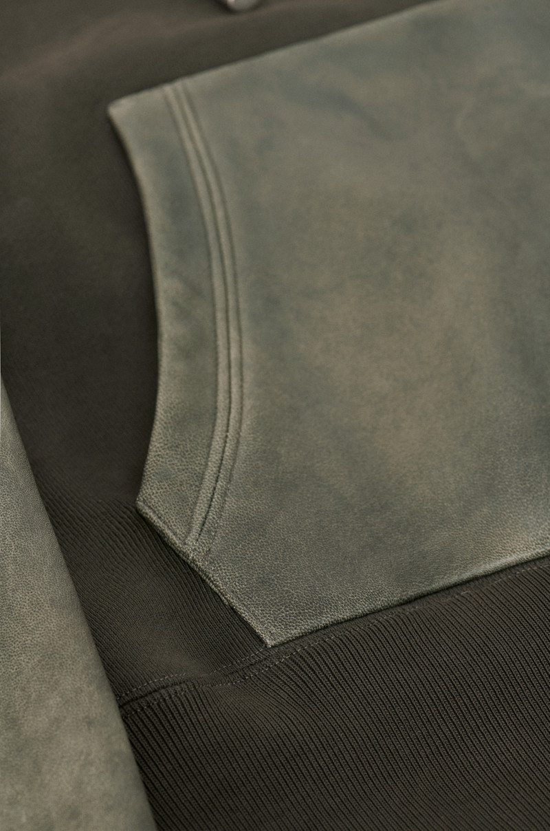 Hybrid hoodie in cotton and nappa lambskin 7
