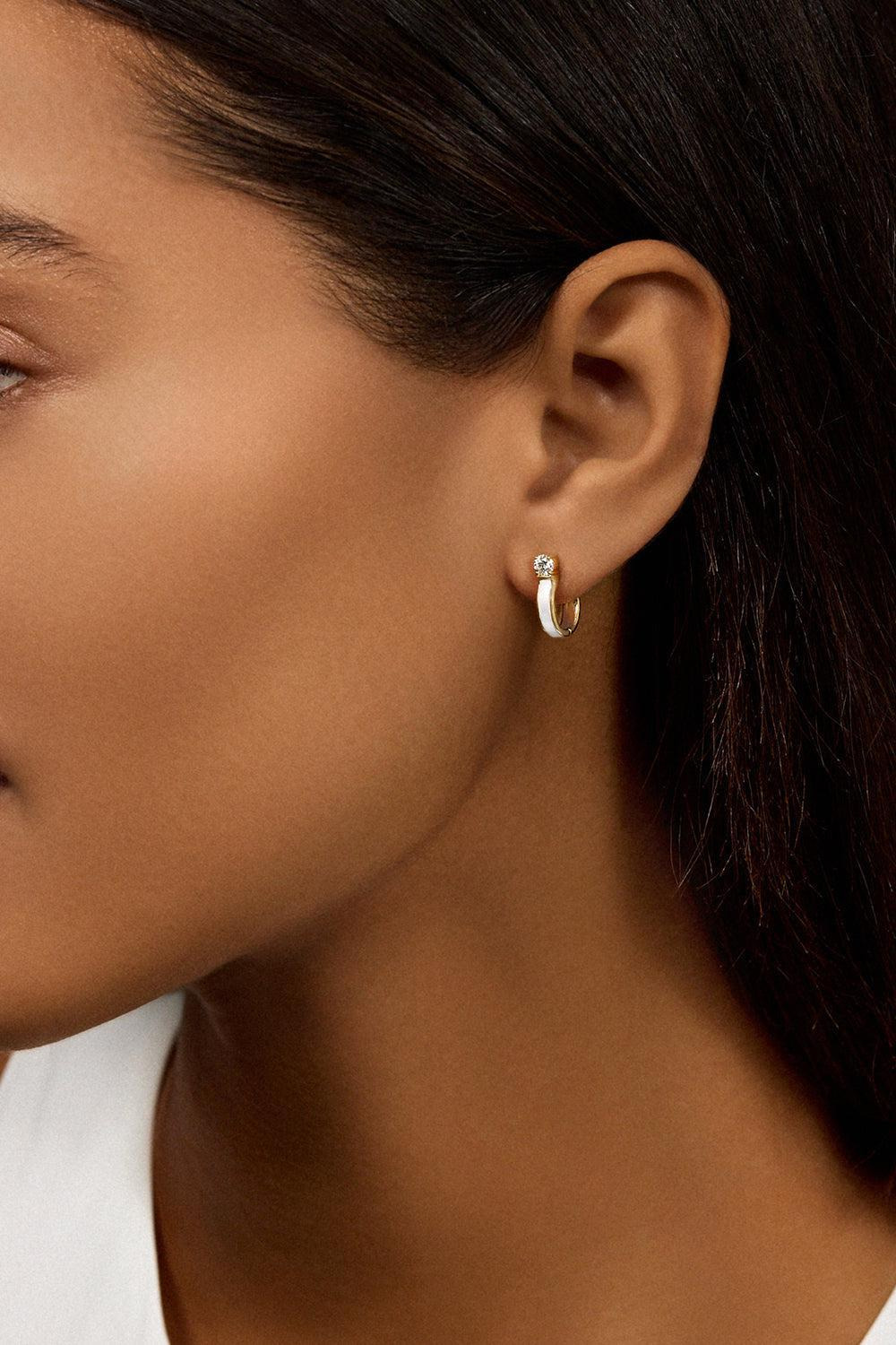 Small Neon Pink Honey Diamond Hoop Earrings - 2