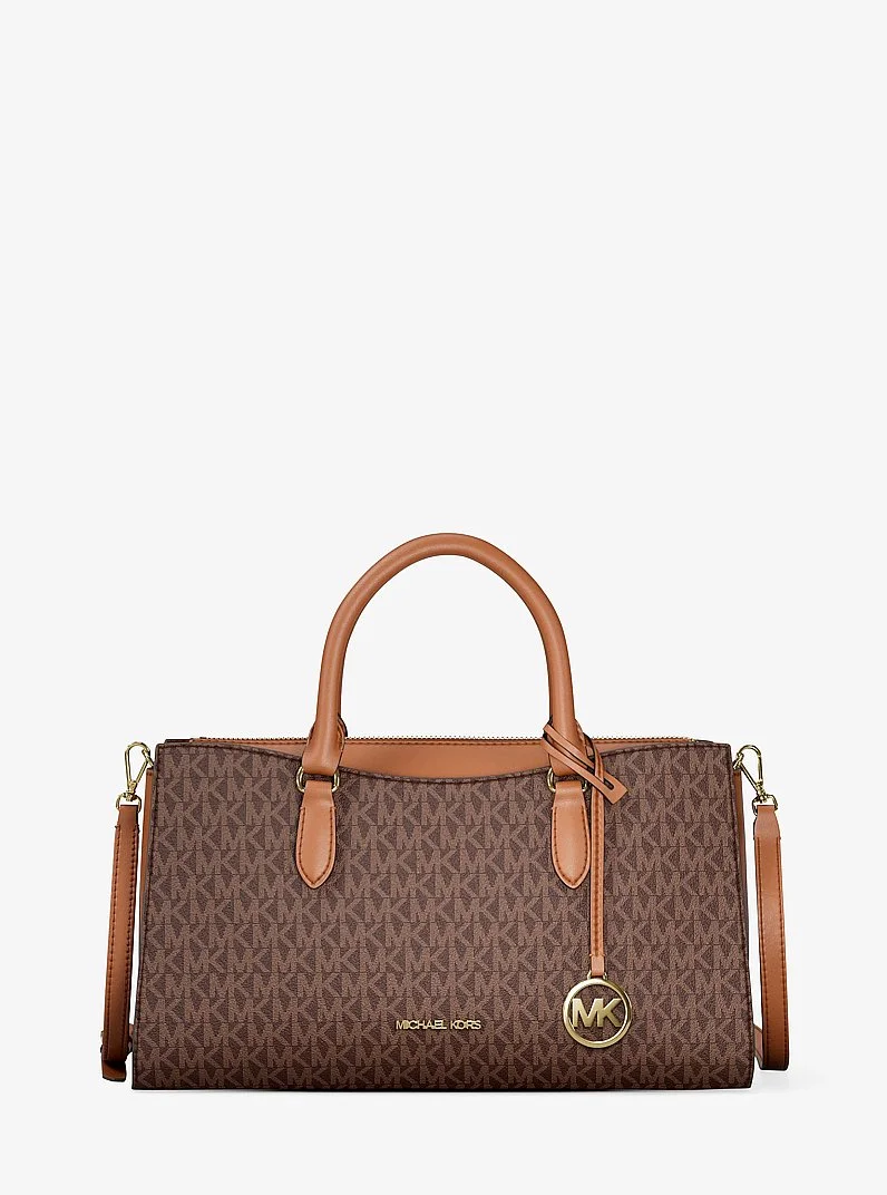 Arden Medium Signature Logo Top-Zip Satchel - 1