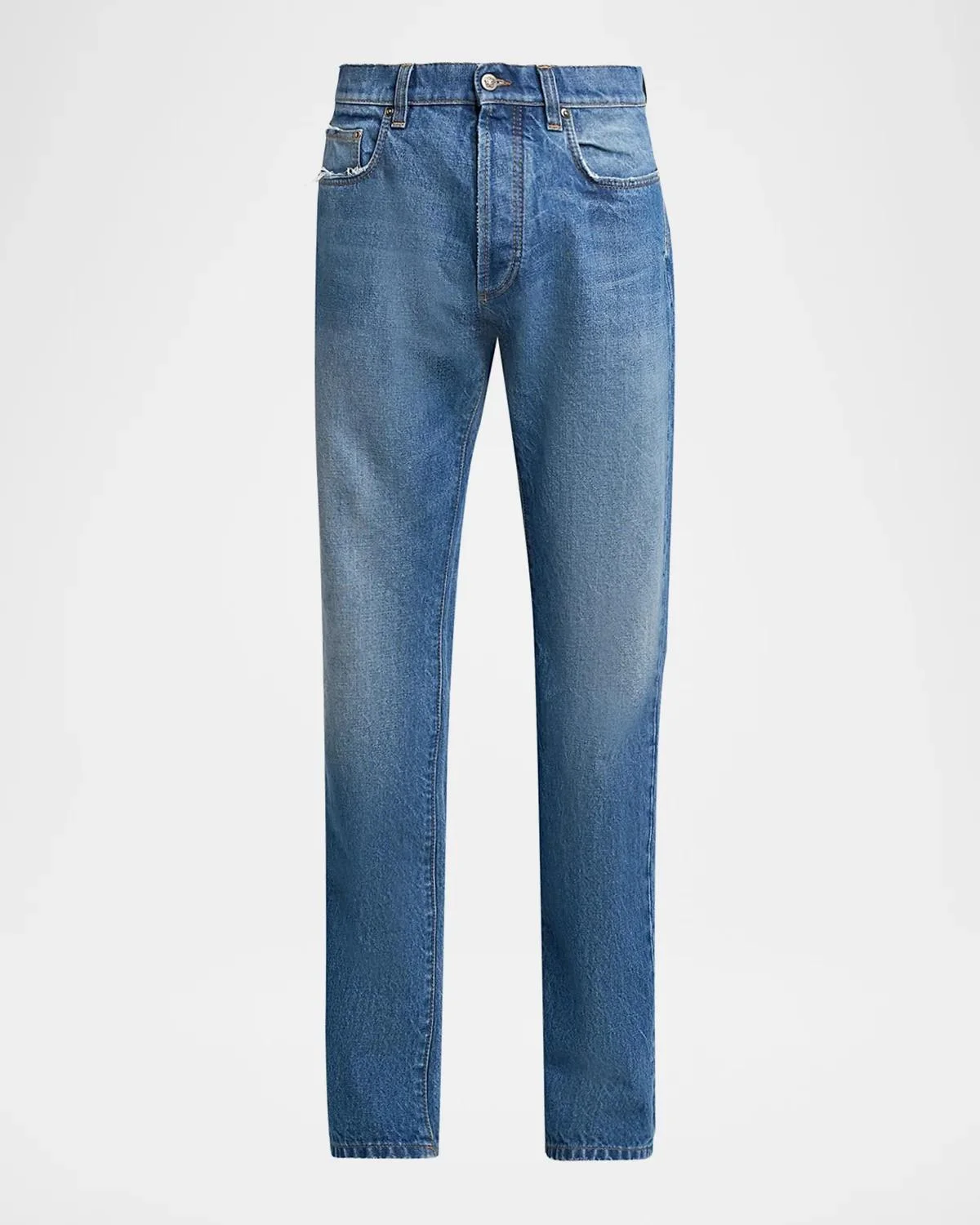 Men's Stone-Washed Rigid Straight Jeans - 1