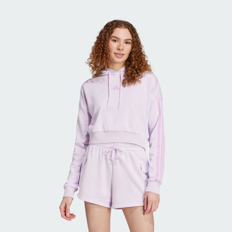 adidas Essentials 3-Stripes French Terry Crop Hoodie outlook