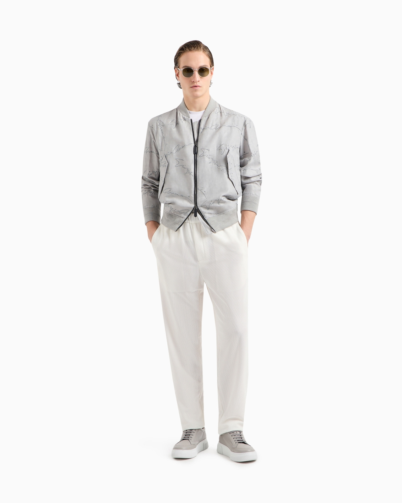 Technical waffle flat-front trousers - 2