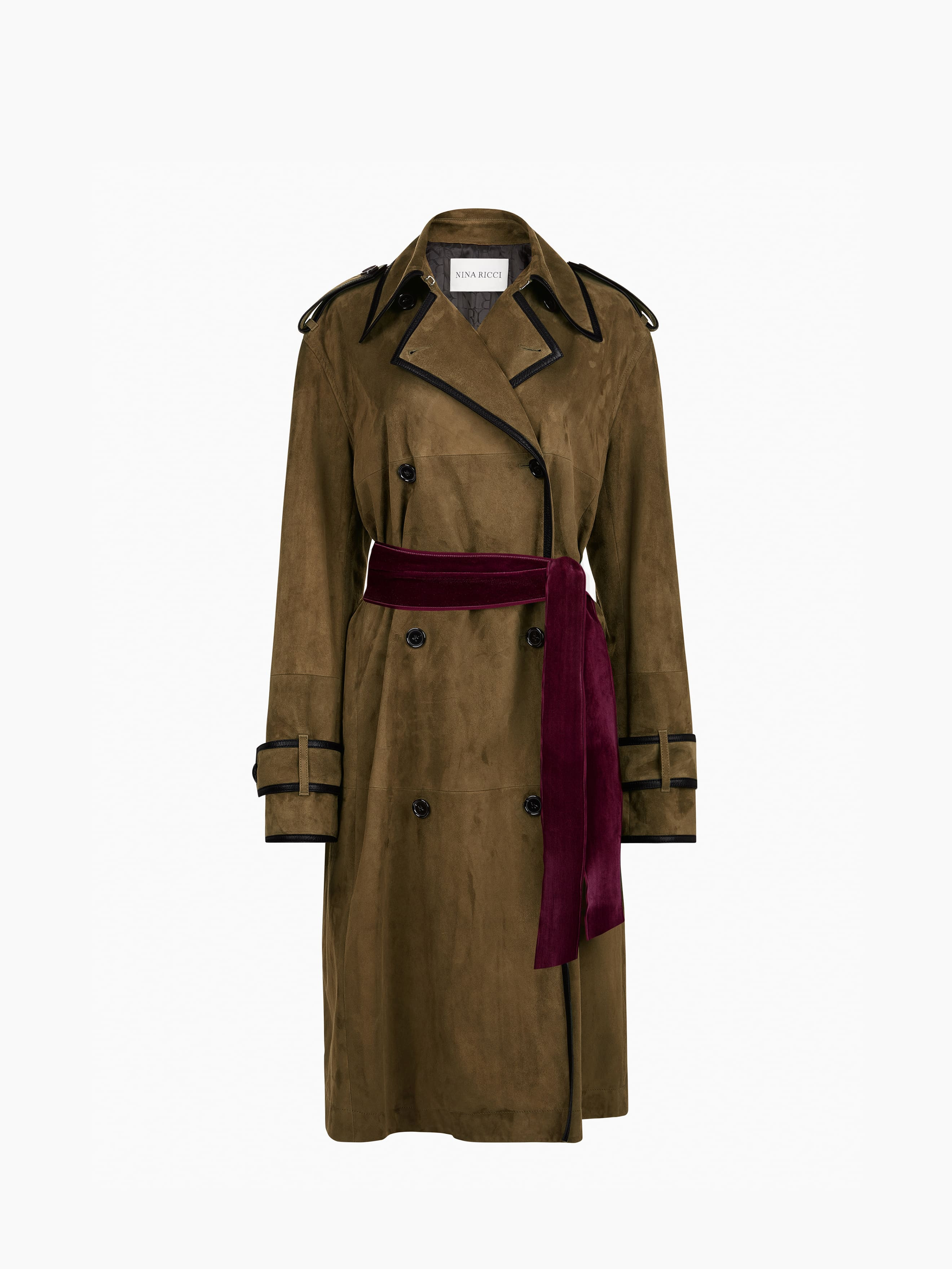 Belted Suede Leather Trench - 7