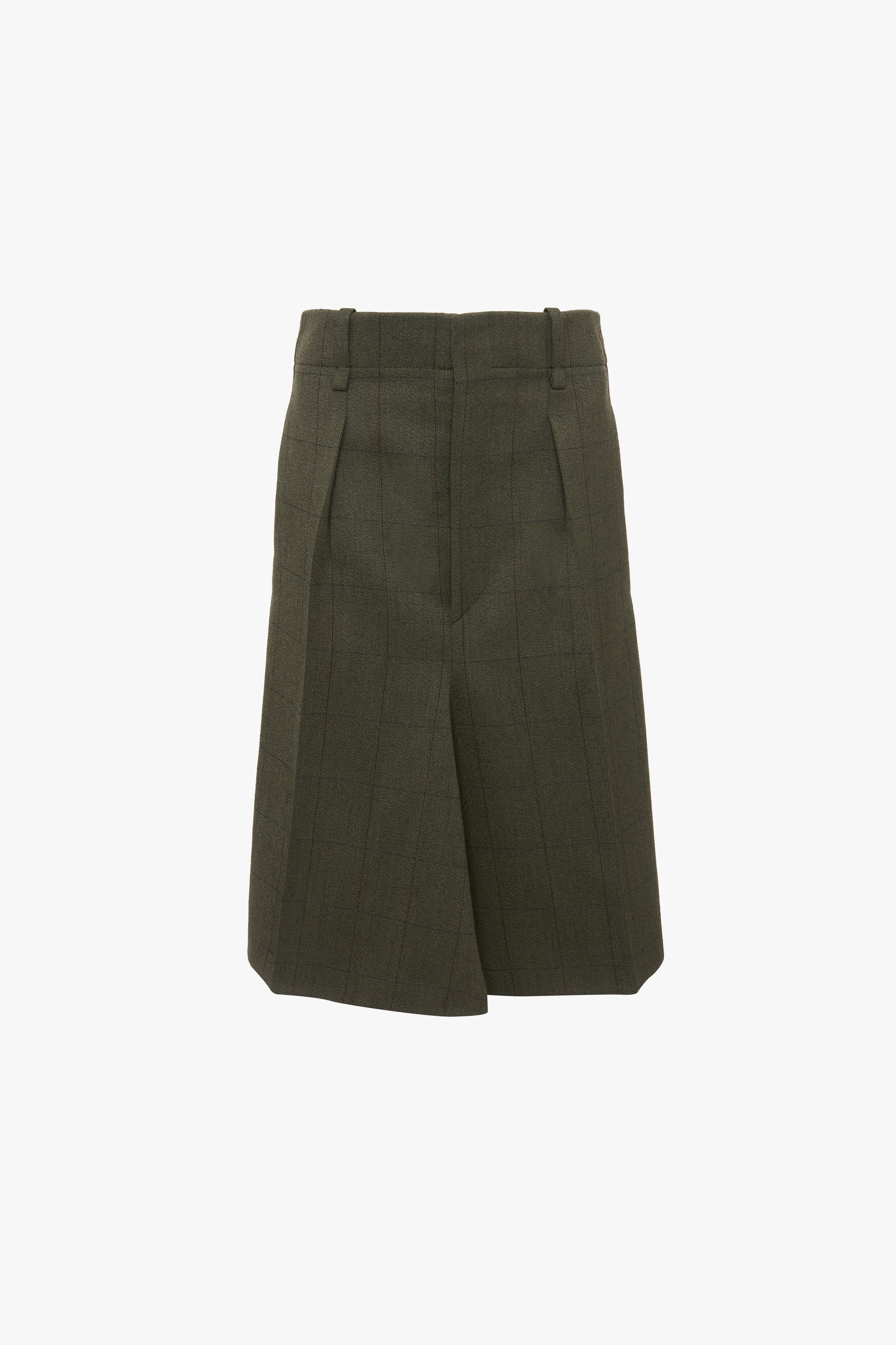 Exclusive Asymmetric Tailored Skirt In Dark Fern Check - 1
