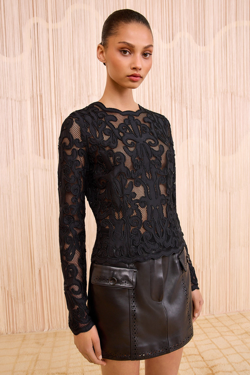 ULLA JOHNSON Ursa Applique Long Sleeve Top outlook