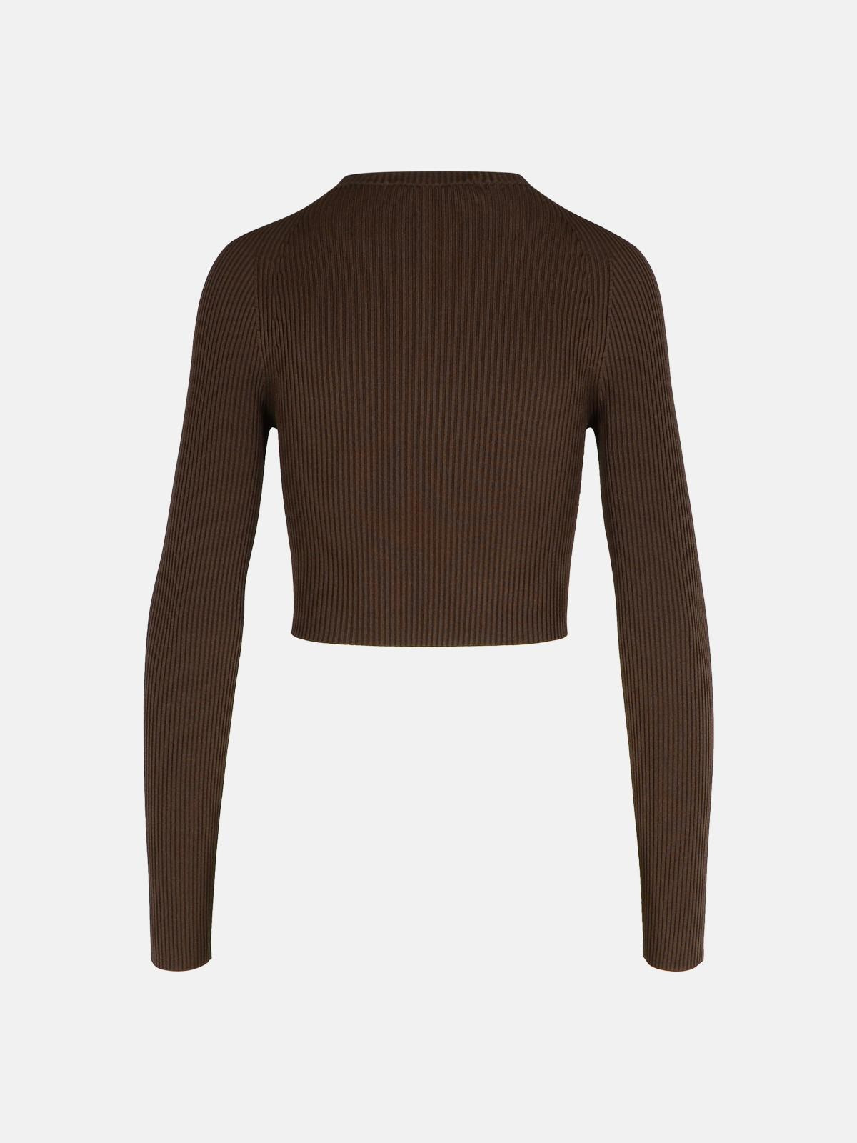 'ALA' BROWN VISCOSE BLEND SWEATER - 3