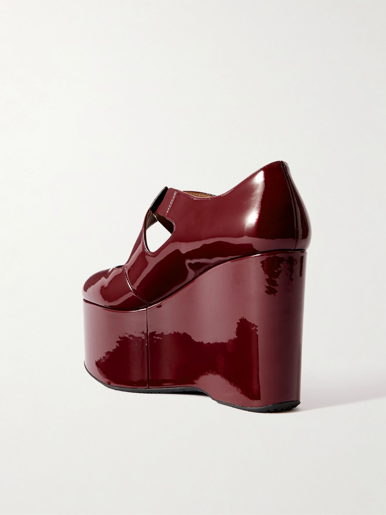 110 patent-leather platform wedge Mary Jane pumps Burgundy - 3
