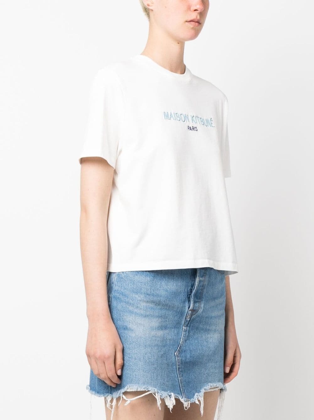 embroidered logo cropped T-shirt - 3