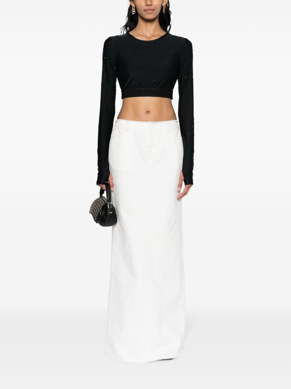 crystal-embellished crop top - 2