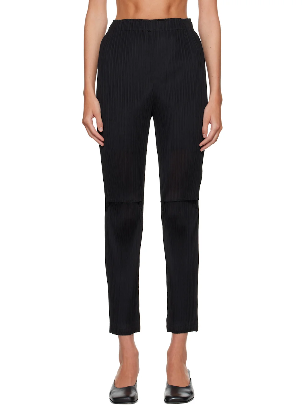 Black Sheer Split Pleats Trousers - 1
