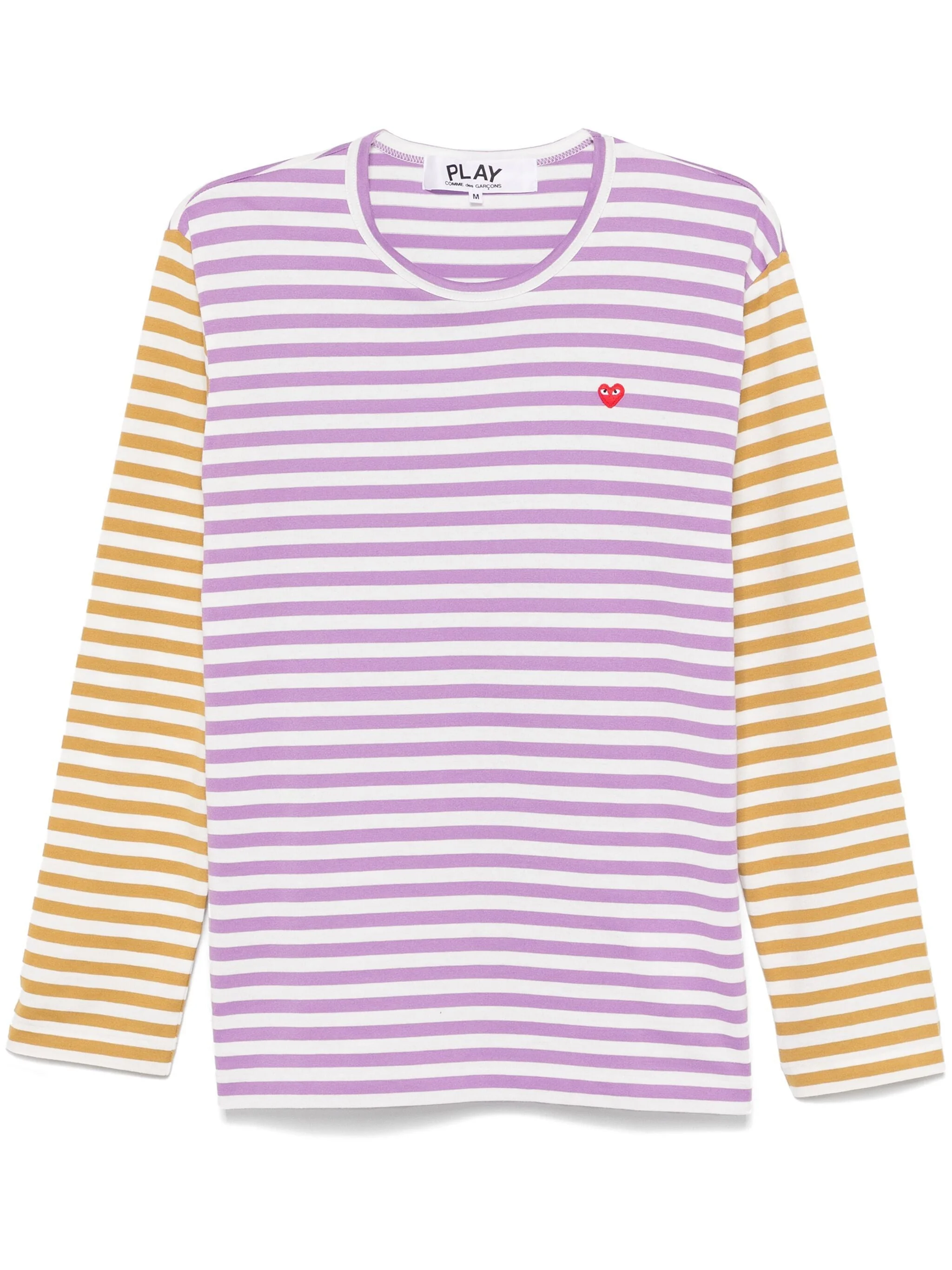 UNISEX LONG SLEEVES TEE BI-COLOUR STRIPED - PURPLE/OLIVE - 1