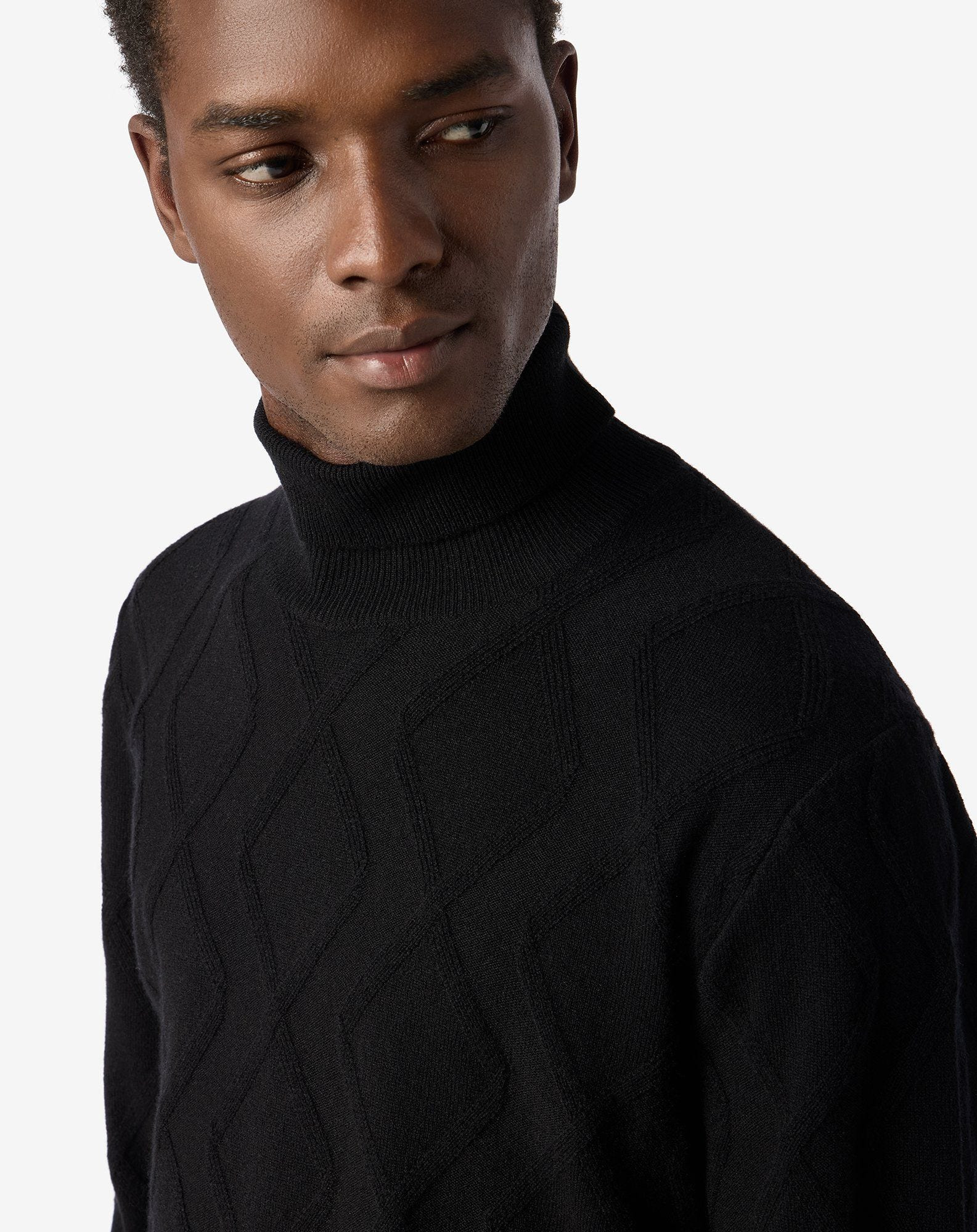 Black wool and cashmere mock turtleneck - 4