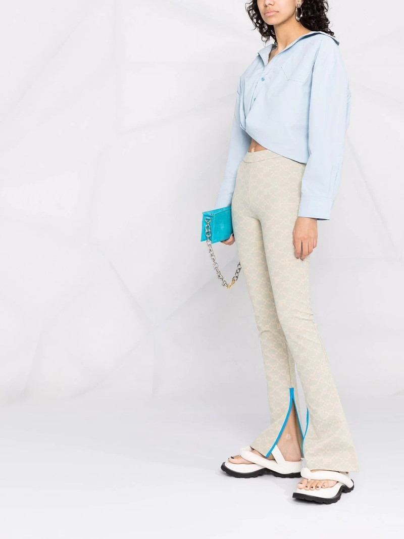 monogram ankle-slit trousers 6