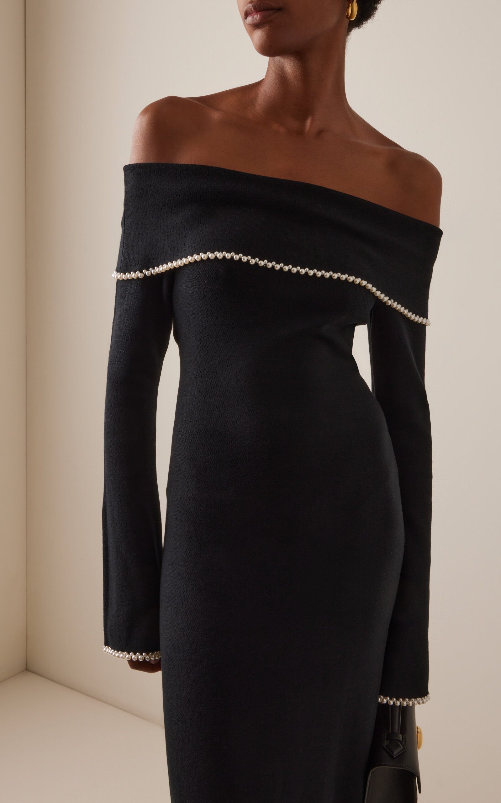 Hillevi Off-The-Shoulder Knit Dress black - 3