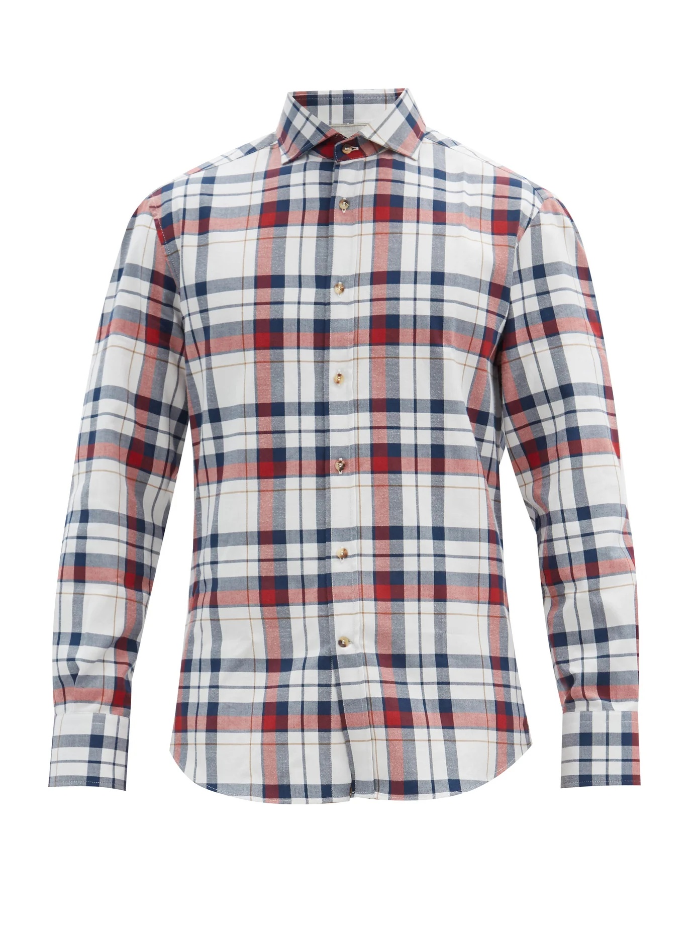 Checked cotton-poplin shirt - 1