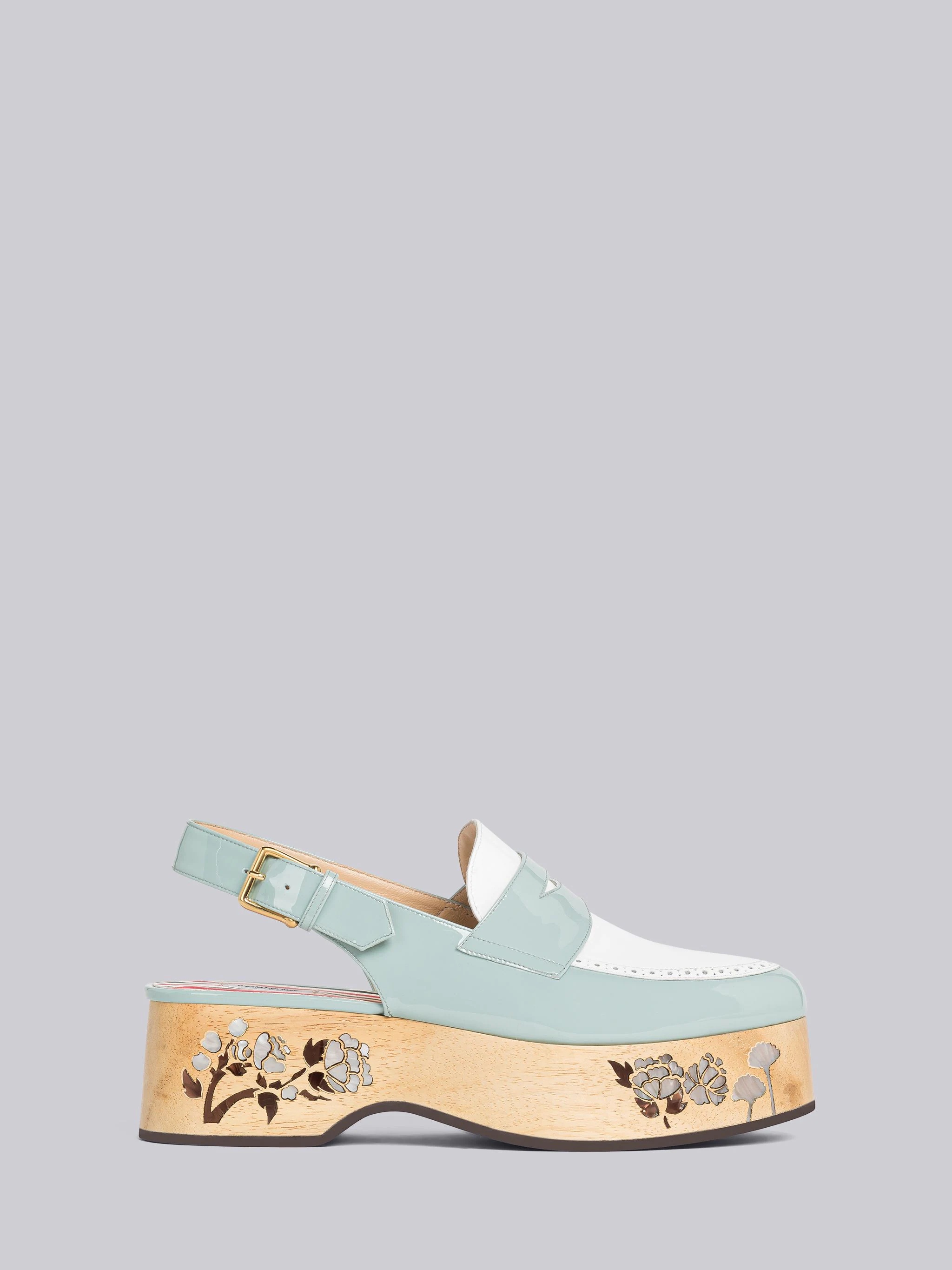 Soft Patent Slingback Inlay Penny Loafer Clog - 1
