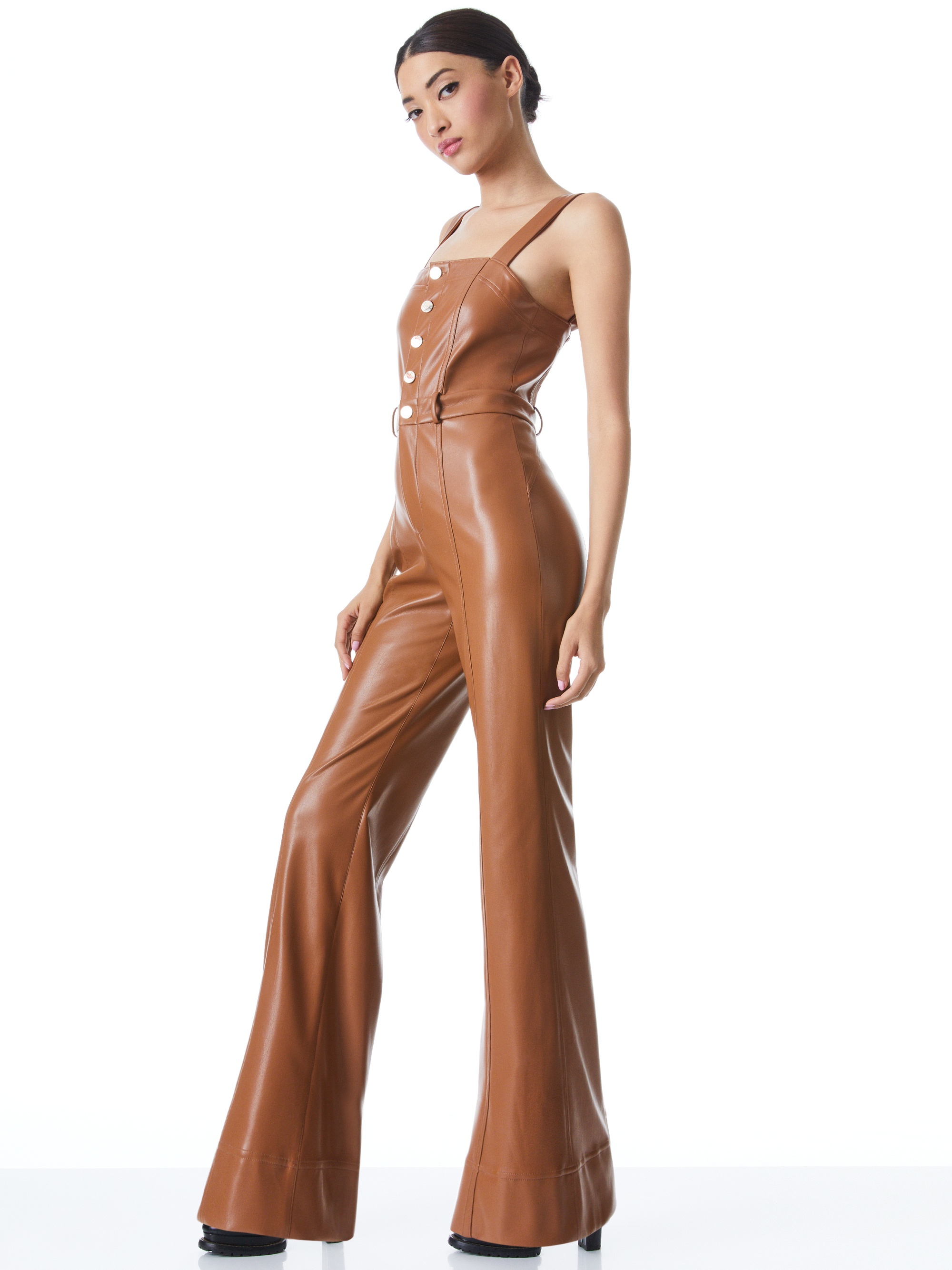LINETTE VEGAN LEATHER SLEEVELESS JUMPSUIT - 4